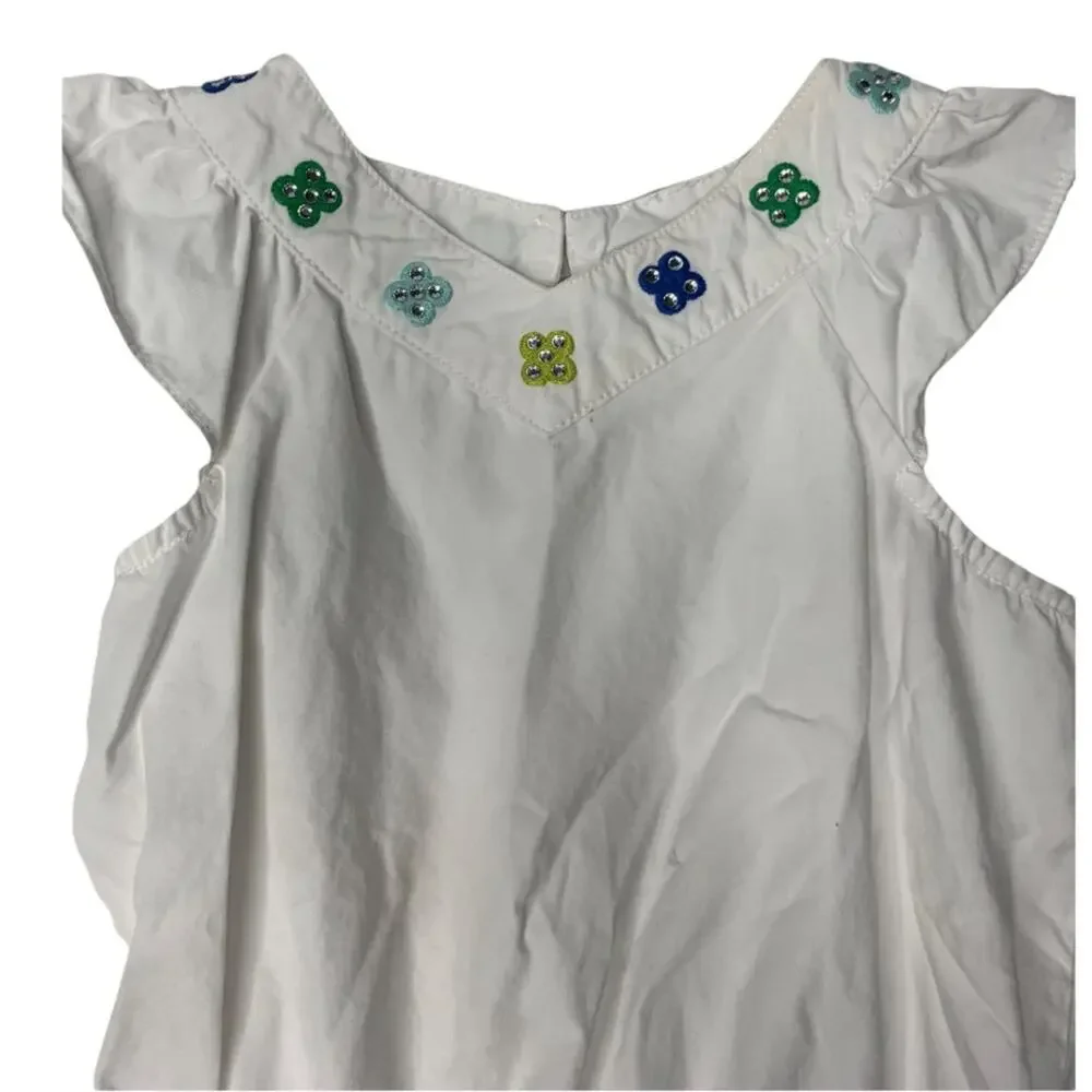 Gymboree Sleeveless top Beaded floral neckline ruffle hem Size 3